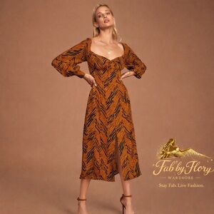 Lulu's Vibrant Orange and Black Long Sleeve Dress